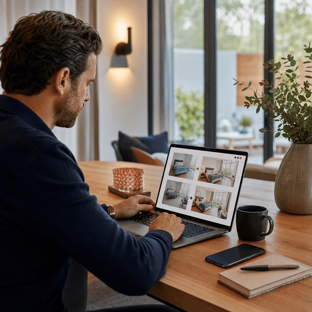 Illustration of a host comparing their property photos